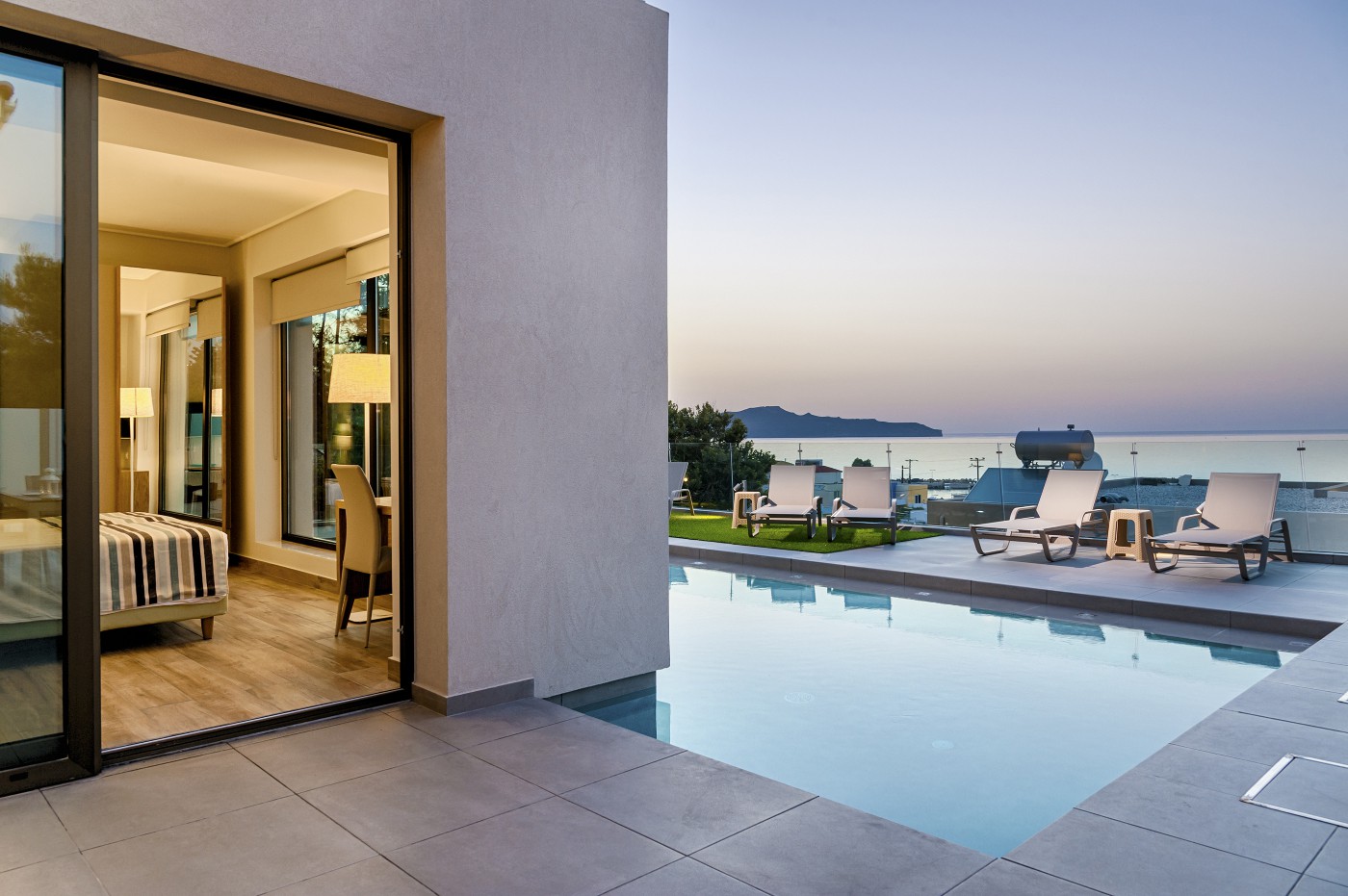 Villa AVRA (first level) spans 160 sq. m and can accommodate 8-10 people